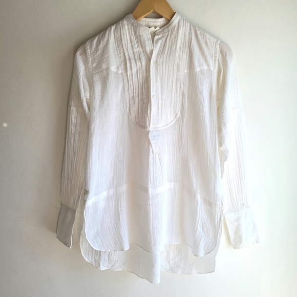 soeur Tops - Never Worn SOEUR White Gauze Casual Button Down Bib Peasant Shirt Tunic Medium